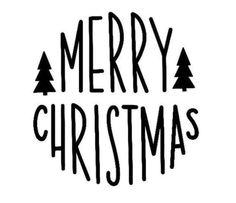 the words merry christmas written in black on a white background