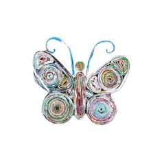 a colorful butterfly with swirls on it's wings