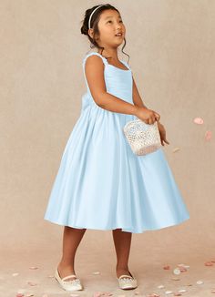 Flower Girls Dresses Simple, Light Blue Flower Girl Dress, Flower Girl Dresses Light Blue, Light Blue Flower Girl Dresses, Beach Wedding Flower Girl Dress, Satin Flower Girl Dresses, Blue Beach Dresses, Wedding Necessities, Blue Flower Girl