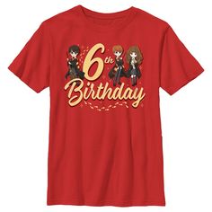 Have a fantastical birthday this year and unlock magical secrets hiding in the closet under the stairs with these officially licensed Harry Potter styles! Head to Hogwarts with your favorite witches and wizards and learn to defeat He Who Shall Not Be Named! This Boys' Harry Potter and the Deathly Hallows: Part 2 6th Birthday Friends Graphic T-Shirt portrays Harry Potter, Hermione Granger, and Ron Weasley in a cute animated style alongside the words: "6th birthday" printed in yellow lettering acr Closet Under The Stairs, Harry Potter 6, Harry Potter 5, Deathly Hallows Part 2, Friends Graphic, Birthday Friends, Harry Potter Hermione Granger, The Deathly Hallows, Harry Potter Style