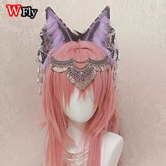 Women's Harajuku Steampunk Headband Y2K Lolita Halloween Headwear Hair Accessories Cosplay Props Purple Harajuku Style Halloween Costume, Gothic Headpieces For Cosplay Events, Gothic Cat Ears Costume Accessories For Cosplay, Gothic Ears Costume Accessories For Cosplay, Punk Cat Ears Costume Accessories For Cosplay, Gothic Costume Accessories With Ears For Cosplay, Harajuku Pink Costume Accessories For Costume Party, Pink Harajuku Costume Accessories For Cosplay, Punk Style Cat Ears Halloween Costume Accessories