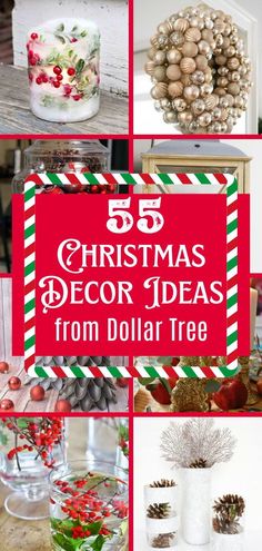 Over 50 ideas for dollar store Christmas decorations to DIY for home - simple and affordable! From simple Christmas table centerpieces to farmhouse style ornaments, here are all the best dollar tree Christmas decor ideas for 2024! Simple Christmas Table Centerpieces, Dollar Tree Christmas Decor Ideas, Dollar Store Decorating, Simple Christmas Table