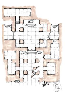 a drawing of a floor plan for a house with two floors and one room in the middle