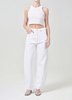 Luna High Rise Pieced Taper in Element Perfect White Tee, Product Development, Solid & Striped, Cloud White, Skirt Pants, Denim Pants, Stretch Cotton, Sweater Top, Full Length