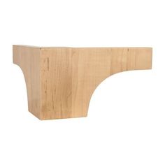 an unfinished wooden shelf bracket on a white background