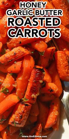 honey garlic butter roasted carrots on a white plate