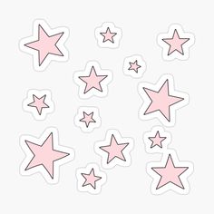 pink stars sticker set on white background