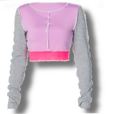 Multicolored long sleeve crop top small fits sizes 0-2 medium fits sizes 4-6 large fits size 8-10 New Preppy, Crop Sweatshirt Hoodie, Street Fits, Glam Doll, Clear Face, Crop Top Casual, Small Crop Tops, Ribbed Crop Top, Patch Work