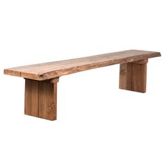 a wooden bench sitting on top of a white background