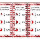 two red and white tickets with numbers on them, one is for fractions and the other is for fractions