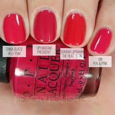 Pinkish Red Nail Polish, Opi Raspberry Color, Opi Jelly Nail Polish, Red Opi Colors, Pinky Red Nails, Pinkish Red Nails, Washington D C, Pink Nails Ideas, Nails Grunge