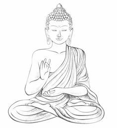 a drawing of buddha sitting in the lotus position