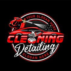 the cleaning detailing logo is shown on a black background