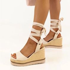 These Wedges Are Perfect For Your Everyday Wear Dress These Up With Your Favorite Shorts,Skirts And Dresses. Featuring Peep Toe And A Classic Ankle Wrap Around Straps. Shoe Runs Truer To Size. 4” Wedge Chic Cream Wedge Sandals For Day Out, Cream Wedge Sandals For Day Out, Chic Cream Wedge Sandals For Summer, Beige Ankle Strap Wedge Sandals For Day Out, Chic Beige Wedge Sandals For Summer, Chic Cream Wedge Sandals For Vacation, Lace Up Wedge Sandals, Tan Wedge Sandals, Grad Outfits