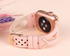 "Pink Leather Apple Watch Band 38mm 40mm 42mm 44mm, women iWatch Strap Bracelet for Series 6 5 4 3 2 1 & SE, Fitbit 3 2 1/SENSE Watch Band ✽ DETAILS ✽ *Our Watch Band fits 155-200mm (6.1\" - 8.0\") wrists. *We can make a custom band with a different price. Please message us if you have a different wrist size. *Metal clasp/connector included 7 different color options for adapters (Silver, Gold, Rose Gold, Space Gray,Black,Blue & Red) Adapter color and buckle color will be same. ✽ PRODUCT Modern Pink Watch Bands As Gift, Pink Modern Watch Bands For Gift, Modern Pink Watch Bands For Gifts, Modern Pink Apple Watch Band As Gift, Modern Pink Apple Watch Band Gift, Rose Gold Leather Strap Watch Bands, Modern Pink Apple Watch Band For Gift, Pink Rectangular Apple Watch Band With Bracelet Strap, Pink Rectangular Bracelet Strap Apple Watch Band