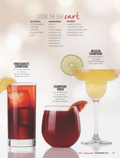 three different types of cocktails are shown in this ad for the americano bar