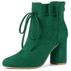 These round-toe ankle boots come with chunky heels and back zipper, which are easy on and off. Due to the neutral hue and classic shape, you can have these booties on days when you want an effortlessly stylish option. Match them with a little black dress and boxy clutch on your night out. Good options for parties, sweet dating, shopping, festivals, banquets, office outfit, casual wear, and daily outfit. Western Dress With Boots, Chunky Heel Ankle Boots, Lace Up Combat Boots, Womens Chunky Heels, Block Heel Ankle Boots, Chunky High Heels, Heel Ankle Boots, Block Heel Boots, Rubber Heels