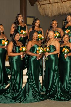 wedding dresses \ bridesmaids \ wedding bouquet | wedding hairstyles | wedding makeup | black wedding Green Satin Bridesmaid, Mermaid Dark, Green Satin Bridesmaid Dresses, Dark Green Bridesmaid Dress, Mermaid Long Bridesmaid Dresses, Bridesmaid Dresses Satin, Bridesmaid Dresses Long Chiffon, Mermaid Bridesmaid, Sequin Bridesmaid