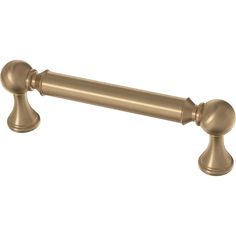 an antique brass pull handle on a white background