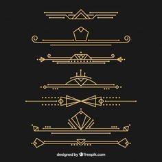 gold art deco dividers on black background