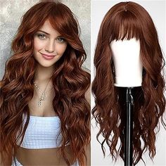 Category:Synthetic Wig; Gender:Women's; Wig Type:Natural Wigs; Occasion:Party / Evening,Vacation,Daily,Party  Evening,Birthday,Christmas Gifts; Age Group:Adults; Color Shade:Ombre,Light Brown,Dark Brown,Blonde; Hair Material:Synthetic Hair; Cap Construction:Machine Made; Texture:Curly; Length:Long; Features:Adjustable,Fashionable Design,Soft,Natural,Comfortable; Heat Resistant:Yes; Listing Date:11/27/2023; Hairstyle:With Bangs; Can Be Permed:No Auburn Wigs, Long Wavy Wig, Auburn Color, 2023 Hair, Blonde Wigs, Long Curly Wig, Ombre Blonde, Natural Wigs, Tooth Brush