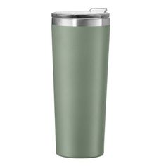 thermos travel tumbler in sage green with stainless steel lid is shown on a white background