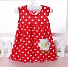 Baby Toddler Girl Cotton Dress, Floral Polka Dot Dress Sleeveless Red 12 Months 791139474489 | eBay Princess Frocks, New Girl Style, Kids Summer Dresses, Baby Summer Dresses, Girls Summer Dress, Summer Baby Clothes, Frocks For Girls