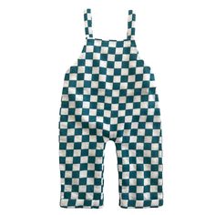 Pacific Checkerboard / Organic Phoenix Overall – SpearmintLOVE Swim Float, Get Taller, Baby Overalls, Button Holes, Blue Checkered, Pacific Blue, Holiday Items, Baby Grows, Organic Baby