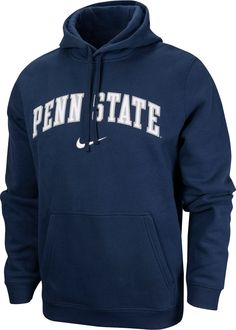 Design Long sleeve, hooded tackle twill sweatshirt Front kangaroo pocket Adjustable drawcord Brushed fleece is soft and cozy Standard fit Style and Team Spirit Screen-printed blackout team logo at center chest with turquoise outline Swoosh™ design trademark on left chest Additional Details Machine washable Officially licensed collegiate product Baby Blue Nike Hoodie Men, Nittany Lion, Hooded Sweatshirt Men, Penn State, Mens Hooded, Mens Navy, Long Sleeve Hoodie, Hooded Sweatshirt, Nike Men