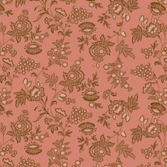 an orange and brown floral wallpaper with lots of small flowers on the pink background