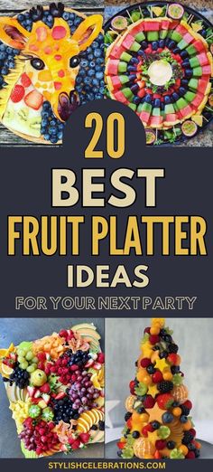 Fruit platter designs for your next party, be it a birthday party, holiday gathering, or casual get-together, you'll find a creative fruit tray idea for your needs. Fruit Platter Ideas Thanksgiving, Pineapple Fruit Tray Ideas, Fruit Tray Set Up, Easy Fruit And Cheese Charcuterie Board, Christmas Food Trays Holiday Appetizers, Fruit Platter Ideas For Baby Showers, Fall Themed Fruit Platter, Fruit Thanksgiving Platter, Fruit Platter Thanksgiving