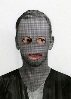 an image of a man's face through a grid