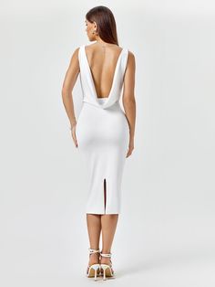 Shop Embellished V-Neck Draped Back Midi Dress now at Partheafashion. You can also choose more fashion style. Elegant Bodycon Dress With Keyhole Back For Party, Elegant Party Bodycon Dress With Keyhole Back, Elegant Evening Bodycon Dress With Keyhole Back, Chic Bodycon Dress With Keyhole Back, Keyhole Back Midi Party Dress, Party Dress With Keyhole Back And Midi Length, Party Midi Dress With Keyhole Back, Elegant Midi Dress With Keyhole Back For Date Night, V-neck Bodycon Dress For Wedding