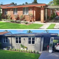 before and after photos of a home in the suburbs