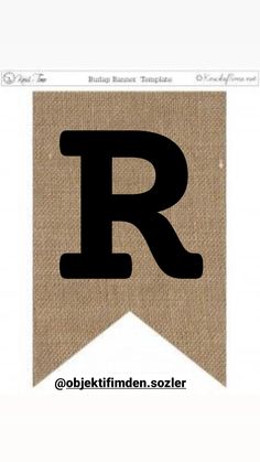 the letter r is made out of burlock and has been placed in front of an image