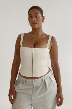 Minimal Bustier – Orseund Iris Knit Corset, Orseund Iris, Slim Vest, Scarf Top, Leather Corset, Bustier Top, Online Tops, Solid Tops, Corset Top