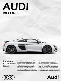 an ad for the audi r8 coupe