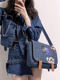 This price is for a ita bag only, the contents and others are not included. The pins on the bag are detachable. Bag Details:Ajustable Strap / Fold-over Flap / Zip ClosureFabric:Denim Size Free Size Width 30 Height 25 Depth 7 Strap Length 70-135 Denim Blue Rectangular Shoulder Bag For Travel, Blue Denim Rectangular Satchel, Blue Denim Backpack, Blue Denim Satchel Bag, School Shoulder Bag In Denim Blue, Travel Denim Satchel Bag, Blue Denim Shoulder Satchel, Denim Travel Satchel Bag, Blue Denim School Bag