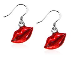 Whimsical Gifts | Valentine's Day Lips Charm Earrings in Silver Finish | Holiday & Seasonal Themed | Valentine's Day | Jewelry Lip Earrings, Makeup Artist Gifts, Lip Jewelry, Whimsical Necklace, Unisex Earrings, Whimsical Gifts, Hot Lips, Artist Gifts, French Wire