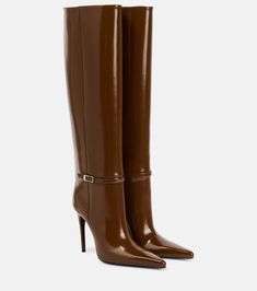 Brown Leather Knee High Boots, Saint Laurent Boots, Luxury Boots, High Heel Boots Ankle, Knee High Leather Boots, Dream Shoes, Heeled Ankle Boots, High Heel Boots, Brown Boots