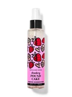 Strawberry Pound Cake Diamond Shimmer Mist | Bath & Body Works Bath And Body Works Diamond Shimmer Mist, Diamond Shimmer Mist, Strawberry Pound Cake, Body Shimmer, Pound Cake With Strawberries, Glitter Spray, The Glow Up, Bath And Bodyworks