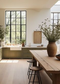 Natural Kitchen Remodel, Earthy Kitchen Ideas Modern, Medeteranian Farmhouse, Relaxed Interior Design, Spanish Interior Design Kitchen, Cottage Modern Interior, Monastic Interiors, Tudor Home Interior, Medditeranean Style Home Interior Design