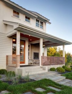 the front porch of a modern home