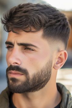 Suit Hairstyles Men, Hairstyles For Men Fade Style, Low Fade French Crop Hair Men, Hair Style For Men’s, French Crop With Beard, Mens French Crop Haircut, Double Crown Haircut Men, Mid Fade With Beard, Low Fade Hairstyles For Men