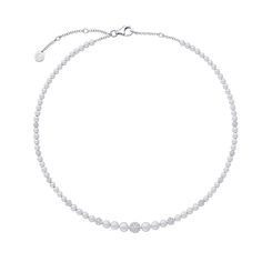 Isadora Cali White Diamond Pave Beaded Choker - Sara Weinstock Fine Jewelry Single Strand Diamond Bead Jewelry, Elegant Choker With Single Cut Diamonds, Elegant Single Cut Diamond Choker, Wedding Diamond Necklace With Round Beads, Elegant Diamond Choker With Sparkling Stones, Luxury Diamond Round Beads Jewelry, Luxury Diamond Jewelry With Round Beads, Elegant Jewelry With Diamond Accents And Round Beads, Luxury Round Bead Diamond Jewelry