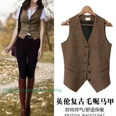 Women Wool Blend Vest Herringbone Slim Fit Waistcoat   Color:Gray，Brown Size:S-2XL Material:Wool Blend     Payment 1. Payment must be made within 7 days of auction closing (Unpaid dispute will automatically open when item is not paid in 7 days). 2. PLEASE NOTE: SHIPPING&HANDING DOES NOT INCLUDE DUTIES, LOCATL TAXES OR ANY OTHER IMPORTATION FEES. 3. Please list your special requests (color, packages, value of declaration, etc.) in the EBAY NOTES SECTION when you make payment Shipping 1. We Ship t Woman Vest Outfit, Vest Outfit Women, Waistcoat Outfit, Vest Outfits For Women, Waistcoat Woman, Looks Jeans, Tweed Waistcoat, Tweed Vest, Outer Women