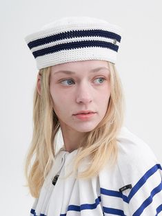 Designer fashion, Seoul-fully created | W Concept Crochet Sailor Hat, Sailor Cap, Sailor Hat, Modern Crochet, W Concept, Diy Crochet Projects, Portrait Inspiration, Mens Sportswear, Summer Crochet