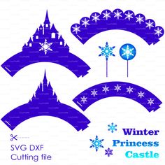 snowflakes and castle silhouettes cut files