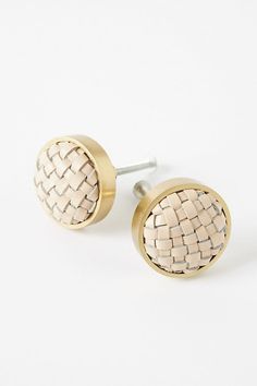 two tone woven cufflinks in gold and silver, with round posts on each side