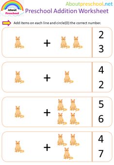 an addition worksheet with cats and numbers